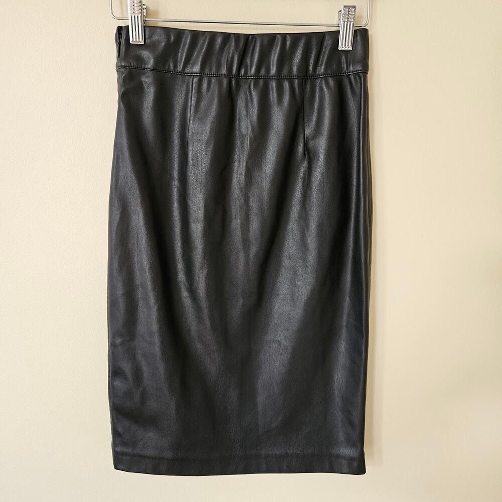 Brochu Walker Faux Leather Pencil Skirt Size XS Drew Stretch Black - Picture 4 of 7